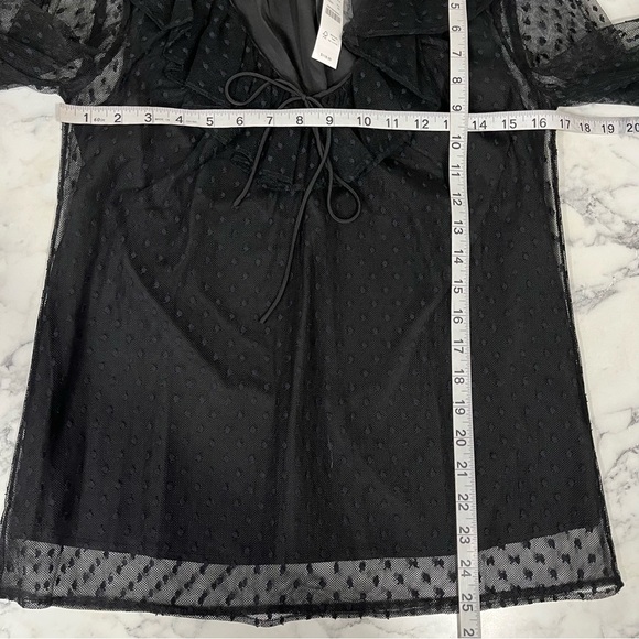 NWT J.Crew Ruffleneck top in clip dot black sheer sleeves BD756 size XS - Picture 10 of 15